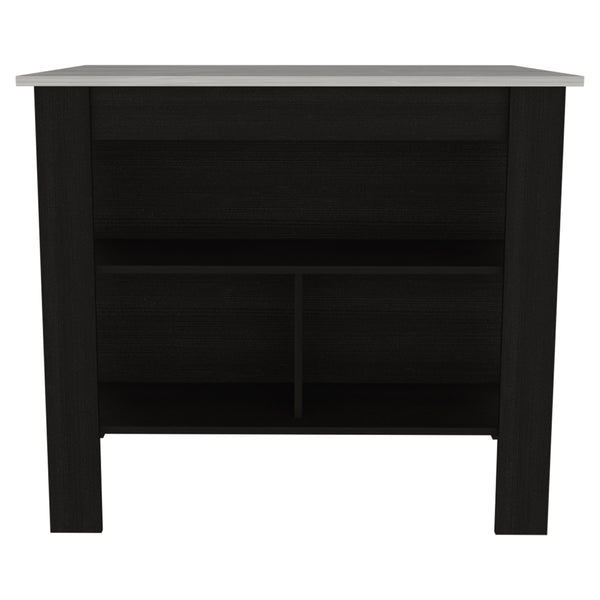English Elm Cala Kitchen Island With Black Frame And Ibiza Marble Top – Stylish Storage Solution For Any Space B07092007