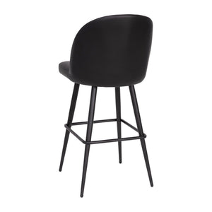 English Elm Lyla 30" High-Back Armless Barstools - Modern Steel Frame with Integrated Footrest, Set of 2 for Comfort Black LeatherSoft AY-1026H-30-BK-GG