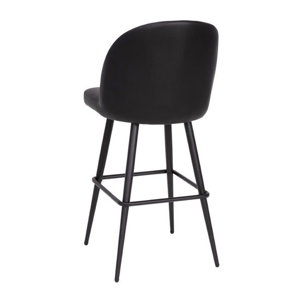 English Elm Lyla 30" High-Back Armless Barstools - Modern Steel Frame with Integrated Footrest, Set of 2 for Comfort Black LeatherSoft AY-1026H-30-BK-GG