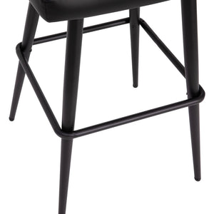 English Elm Lyla 30" High-Back Armless Barstools - Modern Steel Frame with Integrated Footrest, Set of 2 for Comfort Black LeatherSoft AY-1026H-30-BK-GG