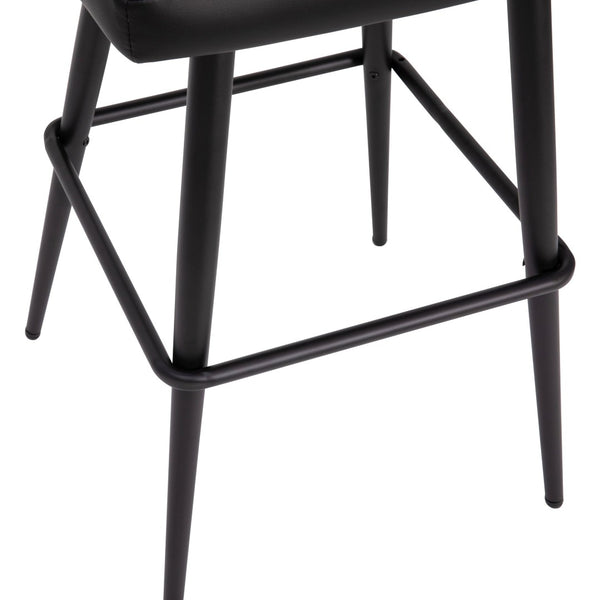 English Elm Lyla 30" High-Back Armless Barstools - Modern Steel Frame with Integrated Footrest, Set of 2 for Comfort Black LeatherSoft AY-1026H-30-BK-GG