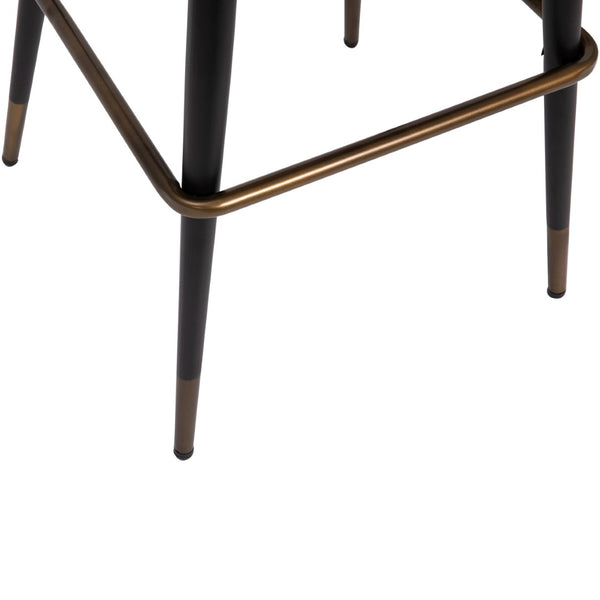 English Elm Lyla 30" High-Back Armless Barstools - Modern Steel Frame with Integrated Footrest, Set of 2 for Comfort Brown LeatherSoft AY-1026H-30-BR-GG