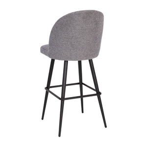English Elm Lyla 30" High Back Armless Barstools - Set of 2, Durable Gray Faux Linen, Steel Frame for Comfort AY-1026H-30-GYFAB-GG
