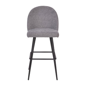 English Elm Lyla 30" High Back Armless Barstools - Set of 2, Durable Gray Faux Linen, Steel Frame for Comfort AY-1026H-30-GYFAB-GG