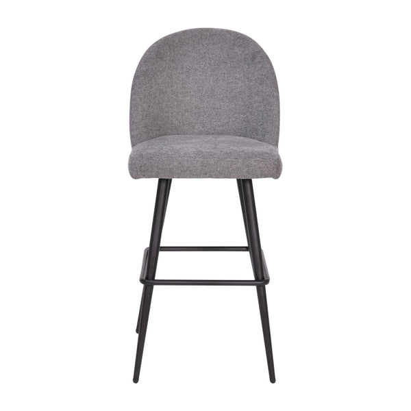 English Elm Lyla 30" High Back Armless Barstools - Set of 2, Durable Gray Faux Linen, Steel Frame for Comfort AY-1026H-30-GYFAB-GG