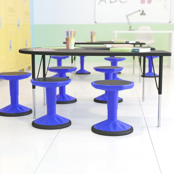 English Elm Carter Adjustable Height Active Stool for Kids - Enhances Focus and Posture in Classrooms and Homes Blue AY-9001S-BL-GG