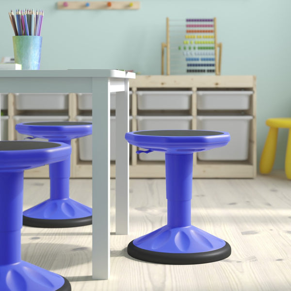 English Elm Carter Adjustable Height Active Stool for Kids - Enhances Focus and Posture in Classrooms and Homes Blue AY-9001S-BL-GG