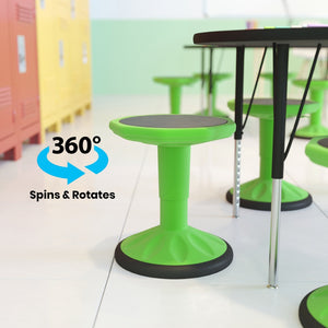English Elm Carter Adjustable Height Active Stool for Kids - Enhances Focus and Posture in Classrooms and Homes Green AY-9001S-GN-GG
