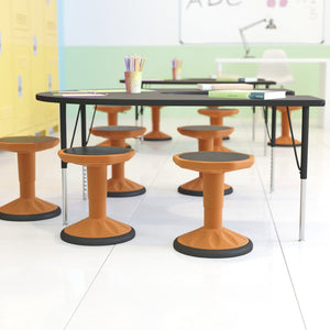 English Elm Carter Adjustable Height Active Stool for Kids - Enhances Focus and Posture in Classrooms and Homes Orange AY-9001S-OR-GG