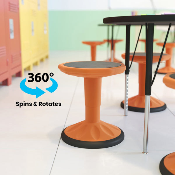 English Elm Carter Adjustable Height Active Stool for Kids - Enhances Focus and Posture in Classrooms and Homes Orange AY-9001S-OR-GG