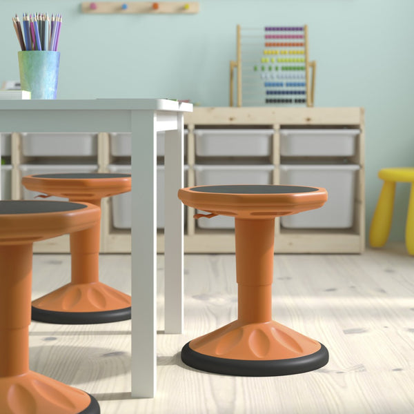 English Elm Carter Adjustable Height Active Stool for Kids - Enhances Focus and Posture in Classrooms and Homes Orange AY-9001S-OR-GG
