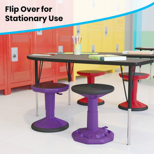 English Elm Carter Adjustable Height Active Stool for Kids - Enhances Focus and Posture in Classrooms and Homes Purple AY-9001S-PR-GG