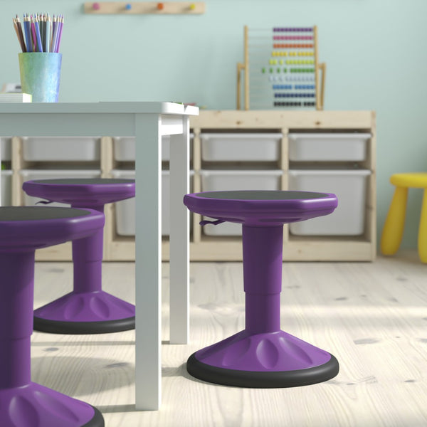 English Elm Carter Adjustable Height Active Stool for Kids - Enhances Focus and Posture in Classrooms and Homes Purple AY-9001S-PR-GG