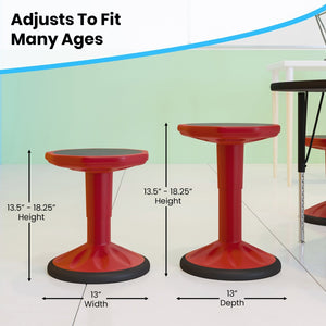 English Elm Carter Adjustable Height Active Stool for Kids - Enhances Focus and Posture in Classrooms and Homes Red AY-9001S-RD-GG