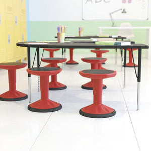 English Elm Carter Adjustable Height Active Stool for Kids - Enhances Focus and Posture in Classrooms and Homes Red AY-9001S-RD-GG