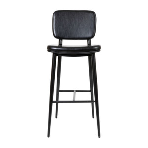 English Elm Kenzie Commercial-Grade Mid-Back Barstools Set of 2 - Stylish LeatherSoft Upholstery & Durable Frame Black 30" High AY-S01-BK-GG
