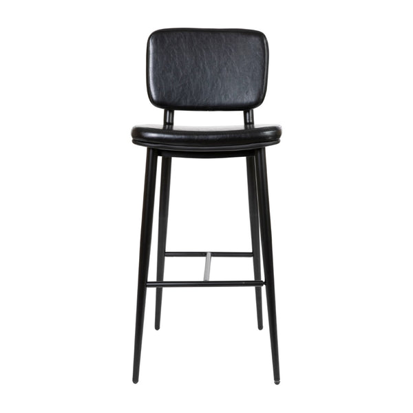 English Elm Kenzie Commercial-Grade Mid-Back Barstools Set of 2 - Stylish LeatherSoft Upholstery & Durable Frame Black 30" High AY-S01-BK-GG