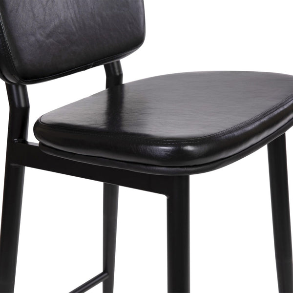 English Elm Kenzie Commercial-Grade Mid-Back Barstools Set of 2 - Stylish LeatherSoft Upholstery & Durable Frame Black 30" High AY-S01-BK-GG