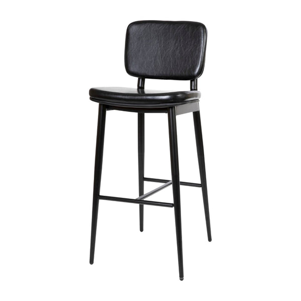 English Elm Kenzie Commercial-Grade Mid-Back Barstools Set of 2 - Stylish LeatherSoft Upholstery & Durable Frame Black 30" High AY-S01-BK-GG