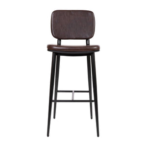 English Elm Kenzie Commercial-Grade Mid-Back Barstools Set of 2 - Stylish LeatherSoft Upholstery & Durable Frame Brown 30" High AY-S01-BR-GG