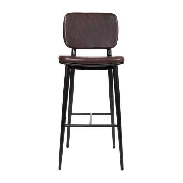 English Elm Kenzie Commercial-Grade Mid-Back Barstools Set of 2 - Stylish LeatherSoft Upholstery & Durable Frame Brown 30" High AY-S01-BR-GG