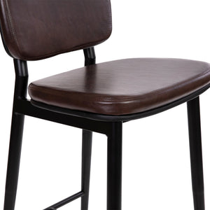 English Elm Kenzie Commercial-Grade Mid-Back Barstools Set of 2 - Stylish LeatherSoft Upholstery & Durable Frame Brown 30" High AY-S01-BR-GG