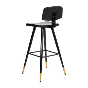 English Elm Kora Commercial-Grade Low Back Barstools - Stylish Leather Upholstered Seating with Gold Legs Set of 2 Black 30" High AY-S02-BK-GG