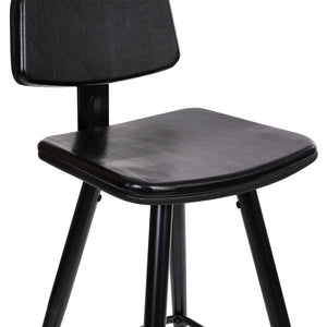 English Elm Kora Commercial-Grade Low Back Barstools - Stylish Leather Upholstered Seating with Gold Legs Set of 2 Black 30" High AY-S02-BK-GG