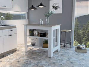 English Elm Cala Kitchen island with wide prep surface, spacious leg room and three open shelves for storage Multicolor 44.5 L x 31.5 W x 4.7 H B07092013