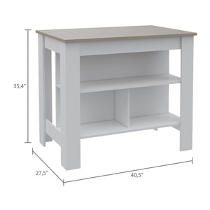 English Elm Cala Kitchen island with wide prep surface, spacious leg room and three open shelves for storage Multicolor 44.5 L x 31.5 W x 4.7 H B07092013