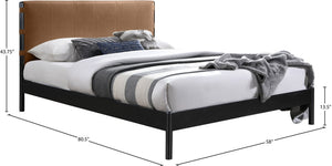 Meridian Furniture Abigail Vegan Leather Full Bed with Stitched Headboard and Sturdy Black Metal Frame Cognac AbigailCognac-F