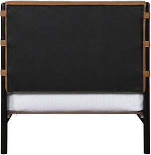 Meridian Furniture Abigail Vegan Leather Twin Platform Bed with Channel Stitched Headboard and Sleek Metal Base Cognac AbigailCognac-T
