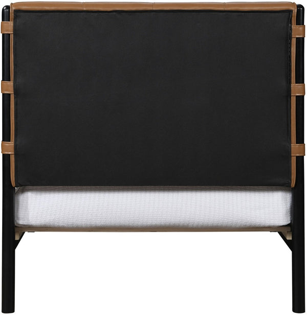 Meridian Furniture Abigail Vegan Leather Twin Platform Bed with Channel Stitched Headboard and Sleek Metal Base Cognac AbigailCognac-T
