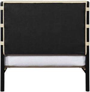 Meridian Furniture Abigail Vegan Leather Twin Platform Bed with Channel Stitched Headboard and Sleek Metal Base Cream AbigailCream-T