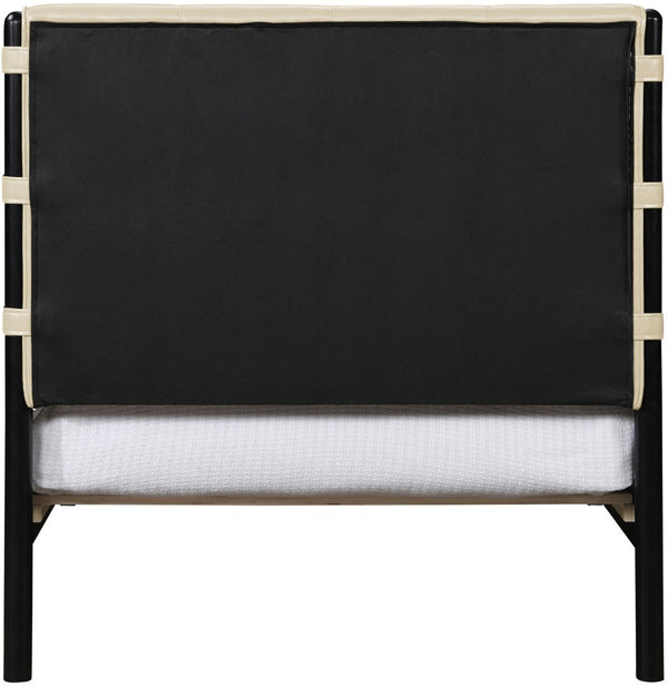 Meridian Furniture Abigail Vegan Leather Twin Platform Bed with Channel Stitched Headboard and Sleek Metal Base Cream AbigailCream-T