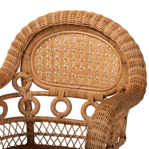 Bali & Pari Abigale Handwoven Rattan Dining Chair Artisan Wicker Arms Coastal