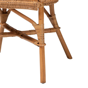 Bali & Pari Abigale Handwoven Rattan Dining Chair Artisan Wicker Arms Coastal