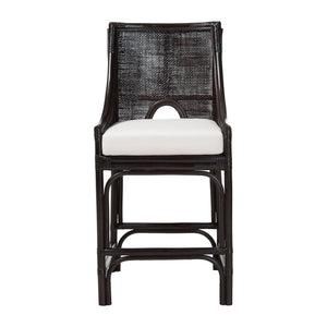Baxton Studio Bali & Pari Handwoven Rattan Counter Stool Mahogany Frame Boho Coastal Kitchen Seating Espresso Natural Rattan 20.5W x 20.9D x 40.9H Acton-Coffee Bean Rattan-Cushion-CS