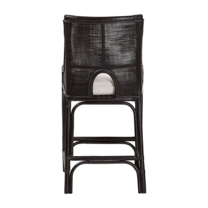 Baxton Studio Bali & Pari Handwoven Rattan Counter Stool Mahogany Frame Boho Coastal Kitchen Seating Espresso Natural Rattan 20.5W x 20.9D x 40.9H Acton-Coffee Bean Rattan-Cushion-CS