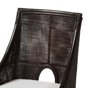 Baxton Studio Bali & Pari Handwoven Natural Dining Chairs with Solid Mahogany Legs Bohemian Coastal Style Espresso Natural Rattan 22W x 23.6D x 39.4H Acton-Coffee Bean Rattan-Cushion-DC