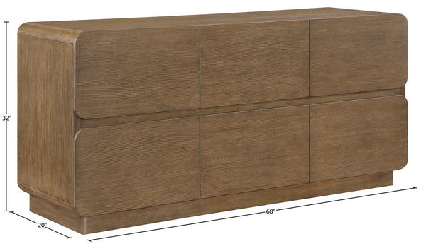 Meridian Furniture Adagio Oak Veneer Dresser with Soft Close Drawers for Stylish and Functional Modern Bedrooms Brown AdagioBrown-D
