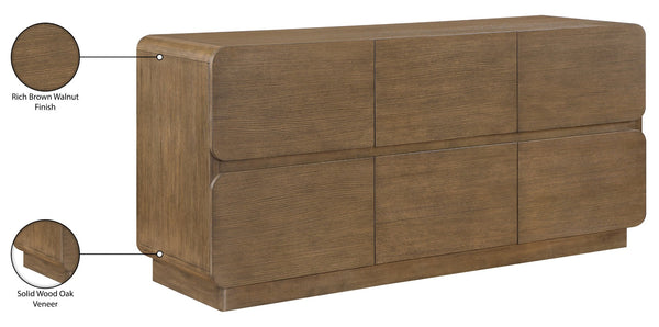 Meridian Furniture Adagio Oak Veneer Dresser with Soft Close Drawers for Stylish and Functional Modern Bedrooms Brown AdagioBrown-D