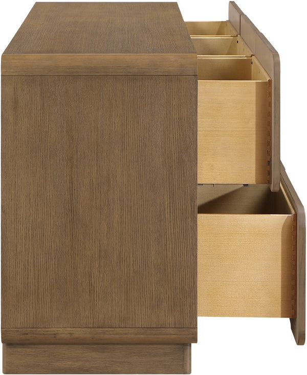Meridian Furniture Adagio Oak Veneer Dresser with Soft Close Drawers for Stylish and Functional Modern Bedrooms Brown AdagioBrown-D
