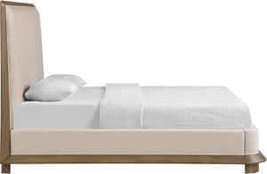 Meridian Furniture Adagio King Bed Solid Oak Veneer Frame with Linen Upholstery for Modern Bedrooms Brown AdagioBrown-K