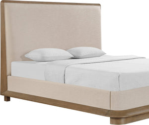 Meridian Furniture Adagio King Bed Solid Oak Veneer Frame with Linen Upholstery for Modern Bedrooms Brown AdagioBrown-K