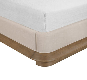 Meridian Furniture Adagio King Bed Solid Oak Veneer Frame with Linen Upholstery for Modern Bedrooms Brown AdagioBrown-K