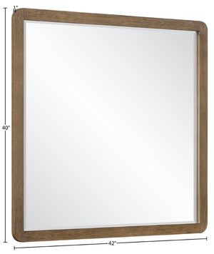Meridian Furniture Adagio Oak Veneer Wall Mirror with Rich Wood Finish for Bedroom or Entryway Decor Display Brown AdagioBrown-M