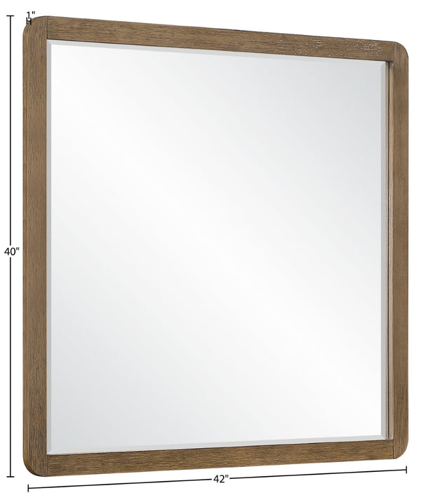 Meridian Furniture Adagio Oak Veneer Wall Mirror with Rich Wood Finish for Bedroom or Entryway Decor Display Brown AdagioBrown-M