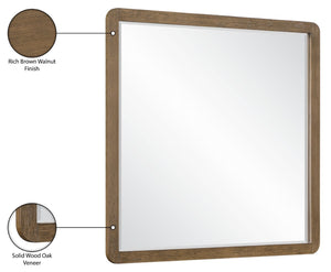 Meridian Furniture Adagio Oak Veneer Wall Mirror with Rich Wood Finish for Bedroom or Entryway Decor Display Brown AdagioBrown-M