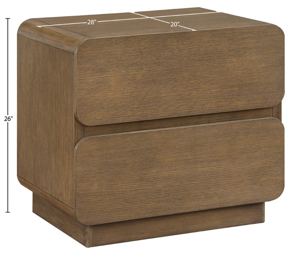 Meridian Furniture Adagio Veneer Nightstand with Soft Close Drawers for Stylish and Contemporary Bedrooms Brown AdagioBrown-NS